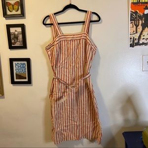 Vintage red and white striped linen dress